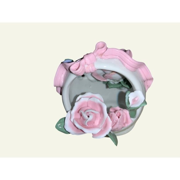 Vintage Porcelain Swan & Basket Figurines With Florals - Picture 3 of 15